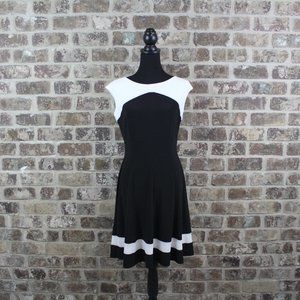 NWT American Living Colorblock Black White Midi Dress Womens Size 8
